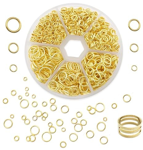 HMCEY 1010 Stück Spaltringe Metall,Jump Rings,Biegeringe,Mini Schlüsselring,Kettenringe,Chainmail Rings Set,Verbindungsringe Schmuck,öse für Kettenanhänger,Sprungringe für Halskette-4/5/6/8/10/12 MM