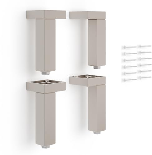 Poliplast - Set da 4 Piedini, Design quadro per Armadio e Soggiorno, Articolo 766R, Verniciato a mano, Colore Beige