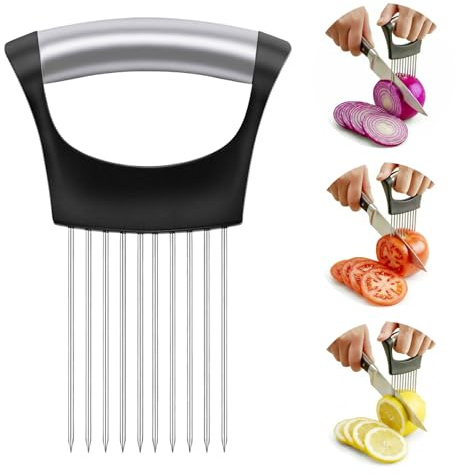 Masaei Onion Holder, Stainless Steel Onion Holder for Slicing | Durable Handheld Onion Slicer, Versatile Onion Slicer Holder for Slicing Vegetables, Meat and Fruits