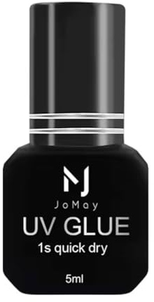 Colle UV pour extension de cils 5 ml Colle pour cils Temps de séchage 1 seconde Colle à cils transparente Corée (5 g, en noir - capuchon argenté)
