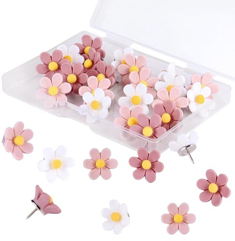 30 Stück Blumige Pinnnadeln Blumen Reißzwecken für Korkplatte Blumen Reißzwecken Bunte Pinnadeln für Pinnwand Board Korktafel Fotowand Büro