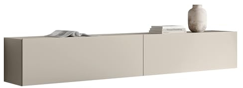 Mirjan24 TV-Lowboard Gevto, TV-Schrank grifflos mit 2 Fächern, Sideboard mit Gasdruckfeder & Klapptür, in 3 Breiten erhältlich (Cashmere, Breite: 200 cm)