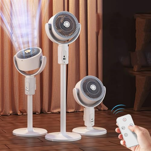 Tragbare Klimaanlage Standventilator für Schlafzimmer 3 Höhen Einstellbarer Standventilator mit Fernbedienung 90° Oszillierender Bodenventilator 5 Geschwindigkeiten & 3 Modi 30dB Leiser Raumventilator