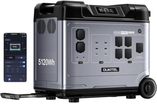 OUKITEL P5000 Pro 4000W Tragbare Powerstation 5120Wh Solargenerator mit APP
