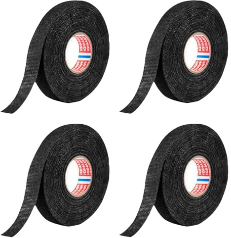 GWEOR 4 Rollos Cinta de Vellón para Cables 19mm x 10m, Cinta Aislante Ignífuga para Arnés de Cables, Reducción de Ruido y Protección Térmica, Cinta de Tela para Automoción y Uso Doméstico