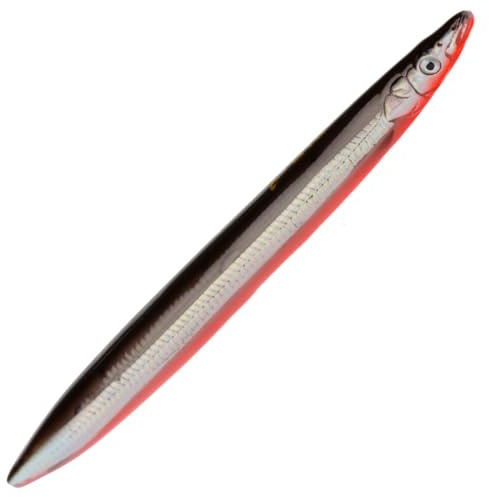 Savage Gear Line Thru Sandeel - Meerforellenköder, Farbe:Black & Red UV, Länge/Gewicht:11cm / 15g