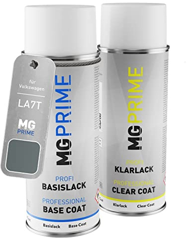 MG PRIME Billack Spray can set för Volkswagen VW LA7T / A7T / X6 United Grey Metallic/Cinza Unted Base coat klarlack spray can 400ml