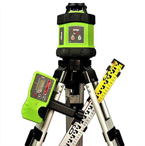 Imex E60 400m Red Rotary Laser Level + LR1 Receiver + Tripod + 2m Staff + Case