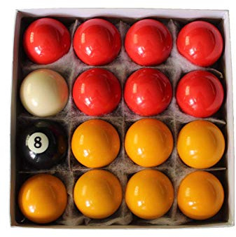 JT2D Set de 16 Boules de Billard Anglais en résine 2 (50,8mm) 7 Boules Jaunes, 7 Boules Rouges, 1 Blanche et 1 Noire