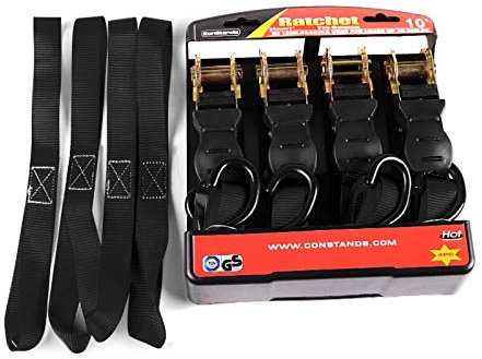 4er Set Premium Spanngurte mit Haken + Ratsche + Zurrgurte Schwarz Motorrad Auto