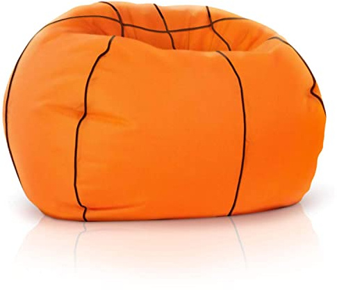 Green Bean© Basketball sittsäck fylled med 300L EPS-pärlor - Barn & Vuxna 110cm Sittsäck Stor Sittpuff Liggkudde Lounge Stol Sittdyna Tvättbart Öerdrag Gaming Fåtölj Vit