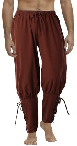 COSDREAMER Pantaloni da Pirata Vichingo medievali per Uomo, L