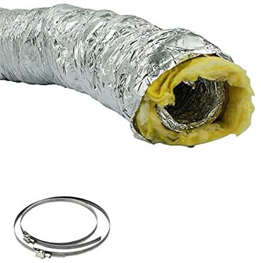 Isolierter Flexschlauch Durchmesser 102 mm Länge 10 Meter mit 2 x Schlauchschellen