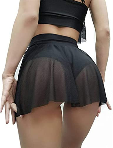 shownicer Shorts Frauen Sexy Hohe Taille Pole Dance Rüschen Shorts Damen Sweatpants Mini Tight Bikini Shorts Kurze Hose Laufshorts Jogginghose Schwarz M
