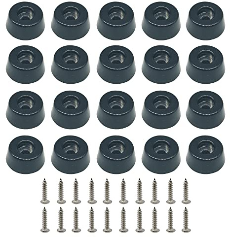 Alamic Round Rubber Feet Cutting Board Feet with Stainless Screws Non-Slip Furniture Bumper Pads for Electronics 3/8 H x 13/16 W - 20 Pack
