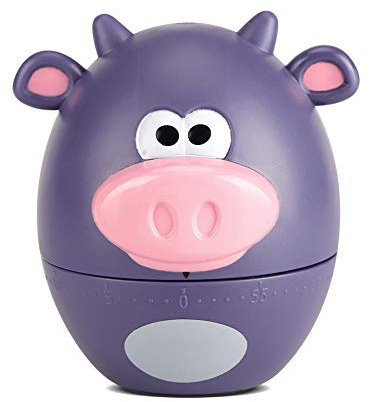 Cartoon Kitchen Timer Animal Timers for Cooking Cute Kitchen Timer Mechanical 55 Minutes Cooking Supplies Fun Kitchen Timer for Kids Baking Cooking Timer No Battery Needed(Cattle-purple)