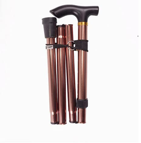 Mr Gadget's Solutions Mr. Gadget Solution Adjustable Plain Walking Stick Durable Lightweight Foldable & Portable Walking Stick - Comfortable T Handles, Rose gold, standard
