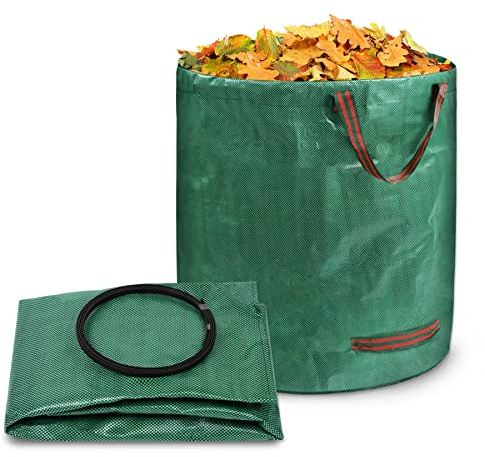Froadp 272L Vikbara Påsar för Trädgårdsavfall Robust 150g/m² PP Trädgårdsavfallspåsar Gröna Avfallspåsar Bärbar Lövpåse med Handtag Stabil Gräsväska Stor Trädgårdspåse för Gräsblad (2 Stycke)