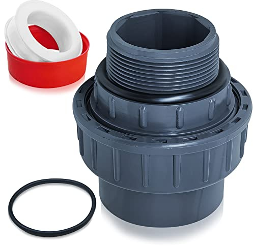 Boltigen 1-1/2 PVC Pool Pump Fitting Coupling, 1.5 NPT Male x 1.5 Slip Union Socket Joint Adapter Connector Replacement for Pool Spa Pump
