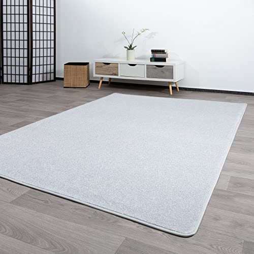 Steffensmeier Kurzflor Teppich Genua | Wohnzimmerteppich | Modern | Strapazierfähig | Silber, Größe: 120x180 cm