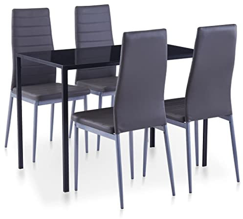 ZEYUAN 5-TLG. Essgruppe, Esstisch Mit Stühlen, Esstischgruppe, Esszimmergruppe,Küchentisch Mit Stühlen, Tischgruppe, Esstisch, Grau
