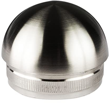 Edelstahl Endstück für 33,7mm Rohre Halbrund V2A Fitting Balkon Press Kappe