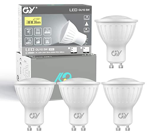 GY GU10 LED Kaltweiss Lampe mit Bewegungsmelder Radar Sensor,5W Ersetzt 40W Halogenlampe,380lm 6500K Kaltweiß Glühbirnen mit Lichtsensor,Automatisch ein/aus,Abstrahlwinkel 120°,Nicht Dimmbar,4 Stück