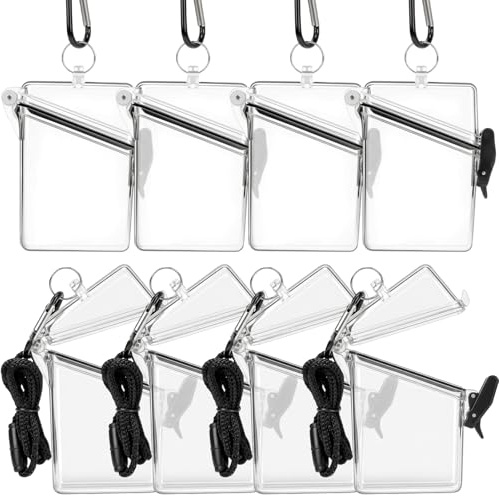 8 Stück wasserdichte Ausweishalter Hülle transparent Ausweishalter wasserdicht Kartenhalter zum Schwimmen mit Schlüsselband und Schlüsselanhänger für Ausweise, Trockenbox (8 Stück, transparent)