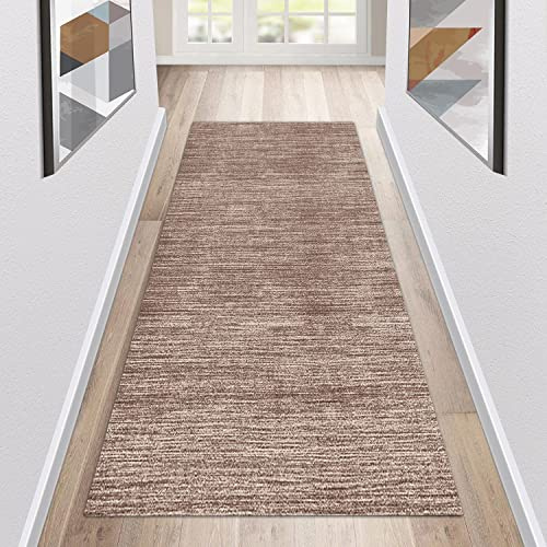 Siunwdiy Brown Rubber Backed Very Long Hallway Hall Runner Narrow Rug, 40x180cm
