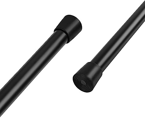 Aluminium Extendable Curtain Rod Tension Pole Easy Fitting For Net Curtains, Shower Curtains or Voile, Length 105-190cm, Diameter 2.2cm,Black