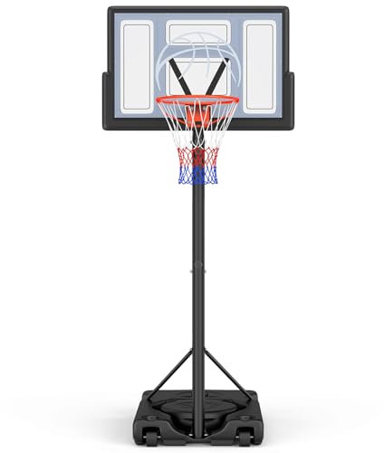 Yohood Basketballkorb Outdoor, Korbhöhe von 135 bis 305 cm, Basketballständer mit 111x72cm Rückwand, Basketball Korb für Kinder Jugendliche Erwachsene im Hinterhof/Auffahrt/Innenbereich