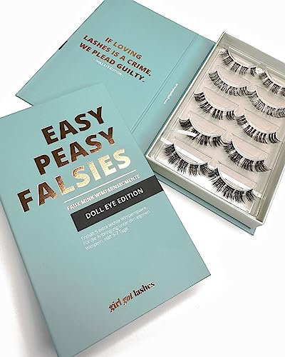 GirlGotLashes Große Boxen Doll Eye Edition Handgemachte Wimpernextensions Wimpernverlängerung für Zuhause 5 Wimpern-Paare Halt von 5-7 Tagen Vegan