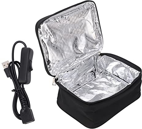 VIFERR Boîte à Lunch Chauffante Four Portable, Sac Isotherme Repas et Chauffé, USB de Charge Gamelle Chauffé avec Aluminium Film Doublure pour Camping Pique-Nique école Travail Bureau