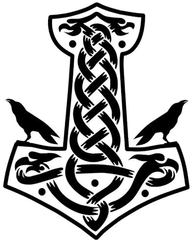 Mjolnir Viking Hammer Vinyl Decal - Die Cut Vinyl Decal for Cars, Trucks, Motorcycles, Vans, Laptops, ToolBoxes, Windows, Mobiles, etc (5x5, Black)