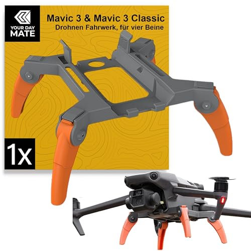Carrello di atterraggio per droni, 1 set, grigio-arancio, compatibile con DJI Mavic e Classic, le gambe di atterraggio proteggono il cardano e il sottoscocca, sottostruttura per atterraggio morbido