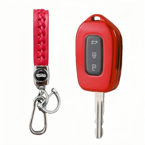 MEDZUK TPU Schlüsselhülle Kompatibel mit Renault Twingo 3 2014-2024 | 360° Schutz Autoschlüssel Cover, mit Schlüsselanhänger – Stoßfest, Kratzschutz, Signaltransparent