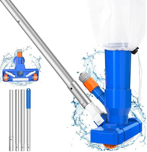 Hot Tub Vacuum Cleaner Kit, Pool Cleaning with Brush and Mesh Leaf Bag, Swimming Pool Pond Vacuum Jet for Cleaning Suction Pool Bottom Mini Cleaner for Outdoor Garden Spa Fountain Above Ground