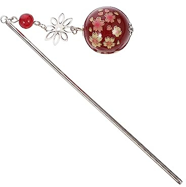 HAPINARY Japanische Haargabel Dekorativer Haarschmuck aus Acryl und Zinklegierung mit Kirschblütenform für Frauen und Mädchen Geeignet für Cosplay und Bühnenauftritte