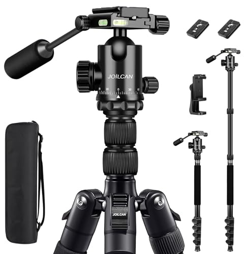 JOILCAN Camera Tripod, 83 Aluminum Tripods & Monopods with Metal Handle, Heavy Duty Tripod for DSLR Camera Lasers Binoculars Telescope Spotting Scope, Payload 35Lb