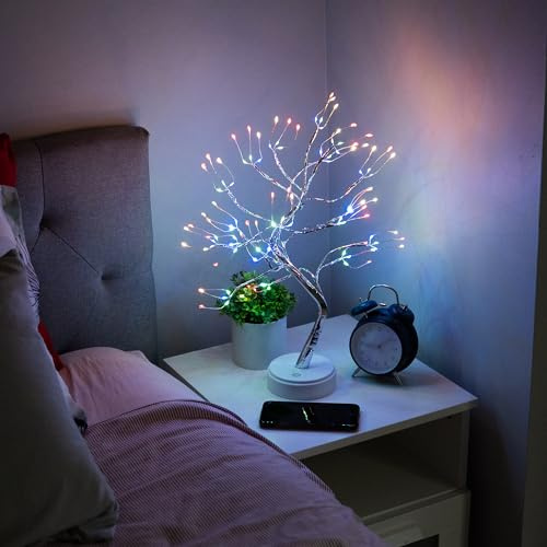 ALFANITE Twinkling Tree Fairy Light Spirit Tree Lamp Bonsai Tree Light, Fairy Light Tree, Cute Room Decor Aesthetic Decor, Cute Night Light Lamp, Twinkle Tree (RGB Lights 108 LED with Remote)