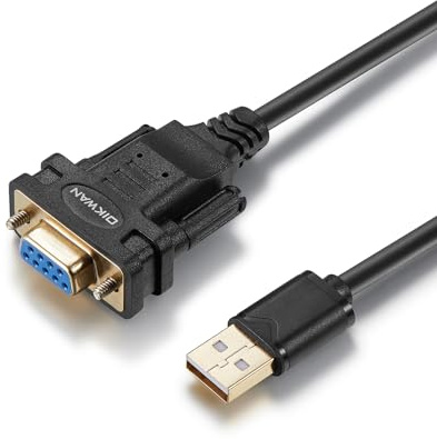 OIKWAN Adaptador USB a RS232 con chipset FTDI, USB 2.0 macho a RS232 hembra DB9 cable convertidor serie para cajero, módem, escáner, cámaras digitales, CNC, 12 pies