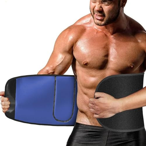 Waist Trainer Damen Herren Zum Abnehmen, Bauchweggürtel Schwitzgürtel, Taillenformer Sport Fitness Gürtel Zur Fettverbrennung, Sauna Bauchweggürtel,L,Blue