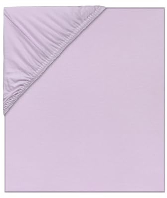 LÄSSIG Sábana Bajera Ajustable para Cuna de algodón Individual con Tencel™ Lyocell con Goma/Fitted Sheet Lavender