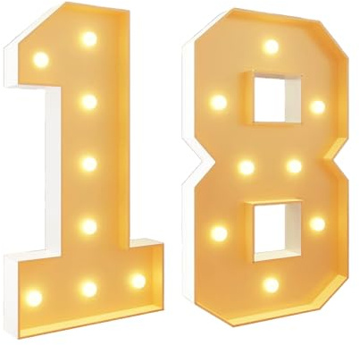 Numeri luminosi per decorazione per feste, mosaico gigante con luci a LED, set di pannelli in schiuma pretagliati per San Valentino, compleanno, Natale, Capodanno, 100 cm, numero 18