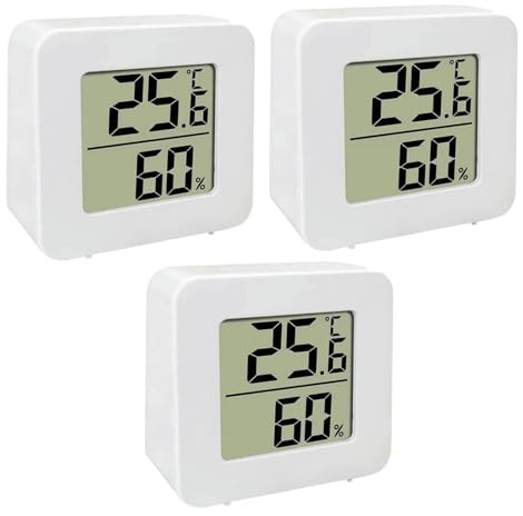 3 Thermomètre Hygromètre Intérieur Digital à Haute Précision, Petit Moniteur de Température et Humidimètre, Thermomètre Ambiant, Thermo Hygromètre pour Bureau Maison Chambre Bébé Serre Sous-sol