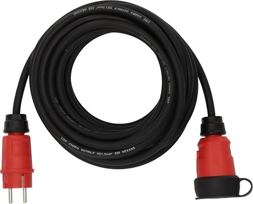 Brennenstuhl Professional Verlängerungskabel VN 1100 IP44, 10m | Kabel H07RN-F 3G1,5 in schwarz, Baustelleneinsatz und ständiger Einsatz im Freien IP44, Made in Germany