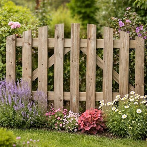 Wooden Garden Arched Picket Gate Pedestrian Gate Wooden Pressure Treated 3ft 90cm,Wooden Garden gate, Garden Gates Wooden, Garden Gates Wooden Picket (90cm High x 105cm Wide x 7cm Deep)