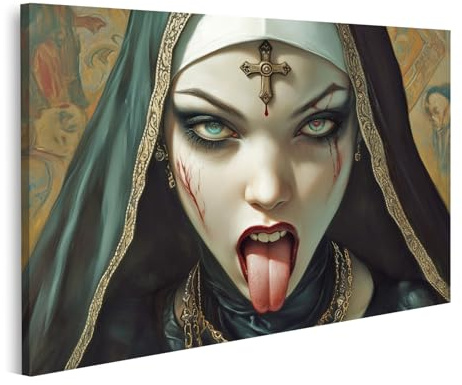 islandburner Prime Bild auf Leinwand Dunkle Nonne mit Blut und Kreuz Bilder Wandbilder Poster