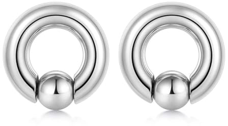 Homxi 2 PCS Set Orecchini Dilatatori 3x14x6mm,8G Finti Dilatatori Acciaio Chirurgico Hoop con Sfera Kit Dilatatori Lobo Argento