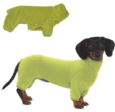 Rollkragenpullover für Dackel-Hunde – Warme Winterkleidung für Dackel, Winteroutfit für Teckel (Grün,S)